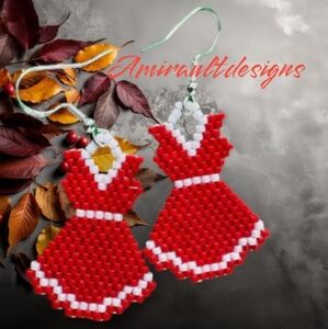 Flat Beaded Earrings red dress MMIW